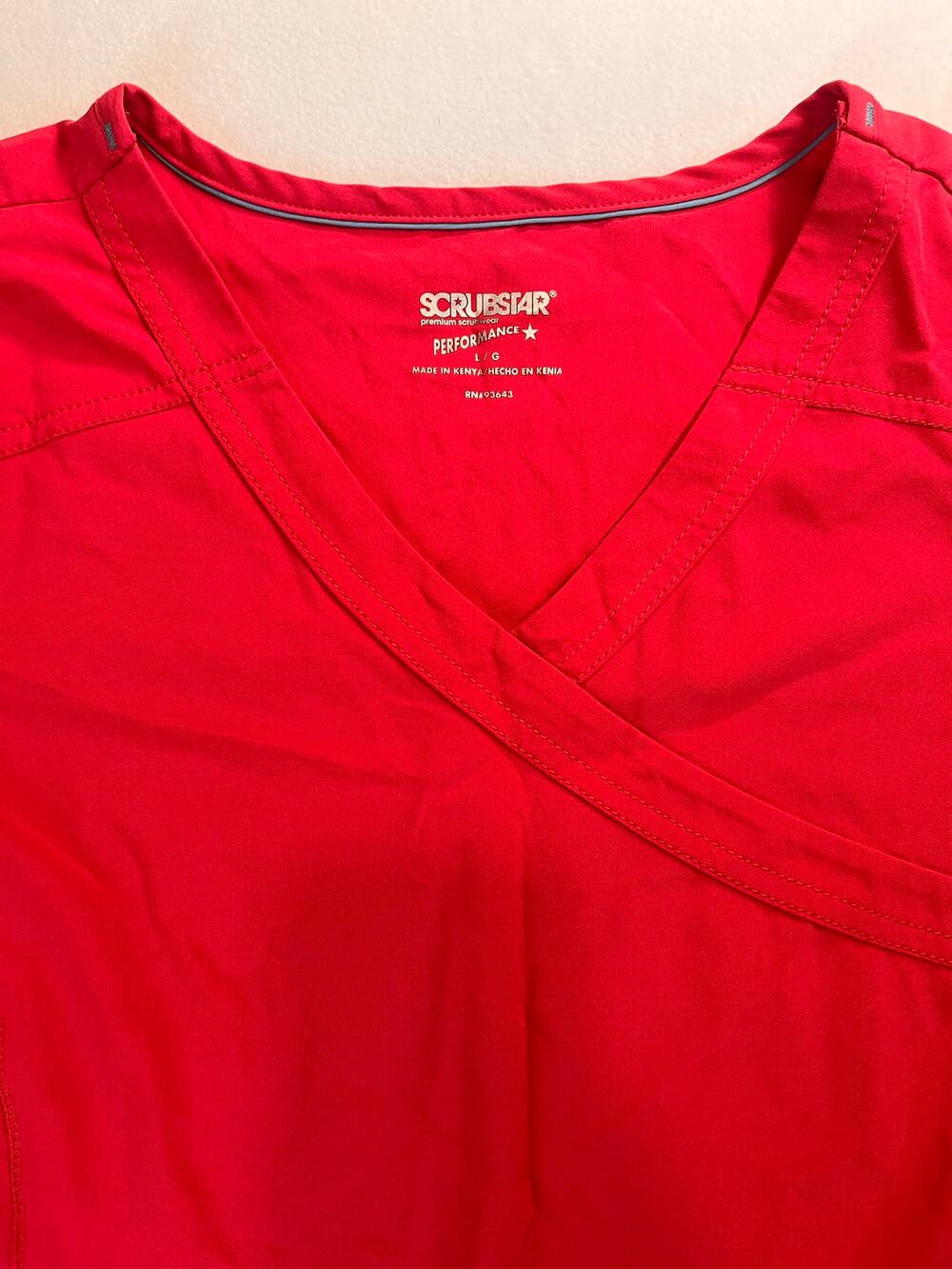Vibrant pink Scrub Top by Scrubstar Performance Mock Wrap Size L